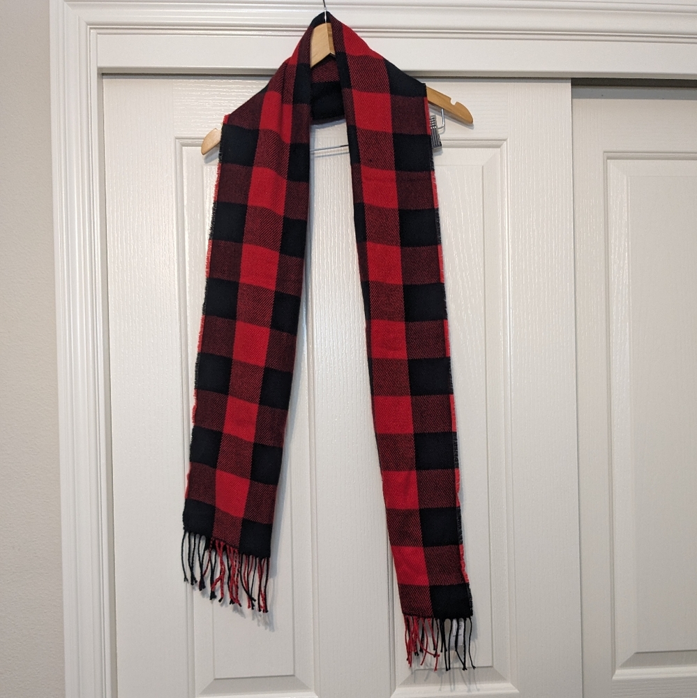 New! OLD NAVY Buffalo Print Black Red Checkered Box Pattern Classic Men's Scarf